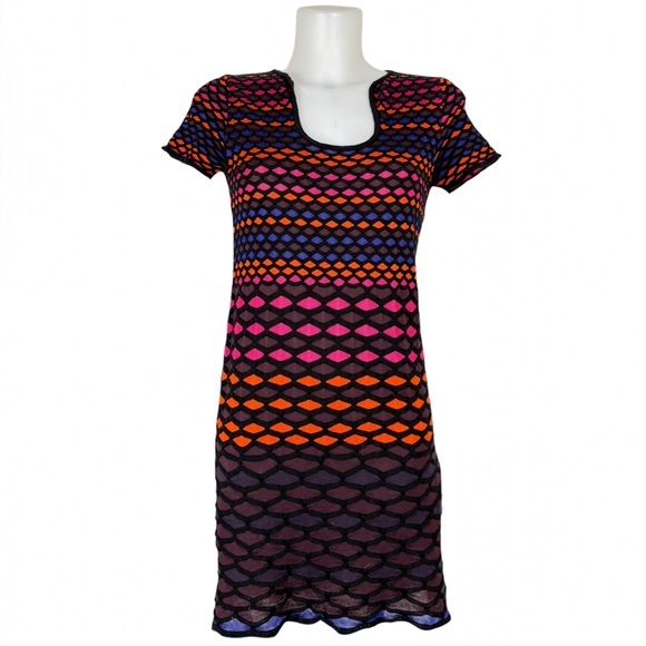M by Missoni Multicolored Geometric Kinit Mini Dress - Picture 2 of 8